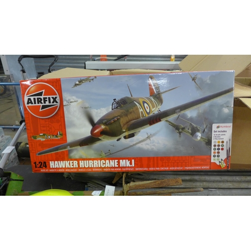 2142 - Airfix Hawker Hurricane Mk I, 1:24 large model aircraft, other Airfix planes/boats and approx. 50 RC... 