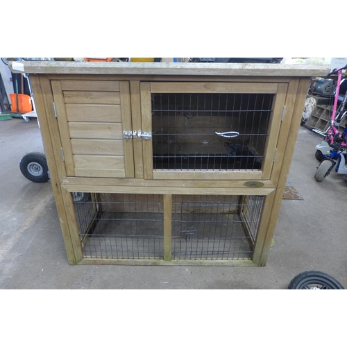 2146 - Lazybones wooden rabbit hutch, W 4ft x H 3ft x D 18