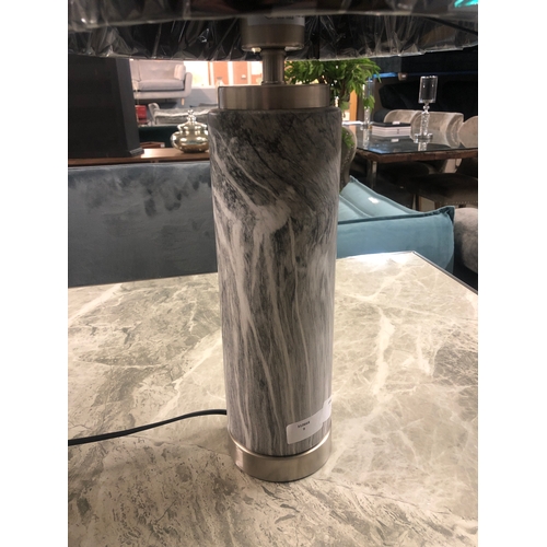 1323 - A Carrara grey marble effect table lamp with black cotton shade (30-787-C38)   #