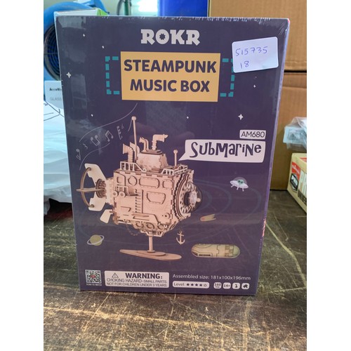 2057 - ROKR Steampunk submarine wooden music box kit - sealed