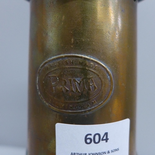 604 - A Prima Birmingham miner's safety lamp