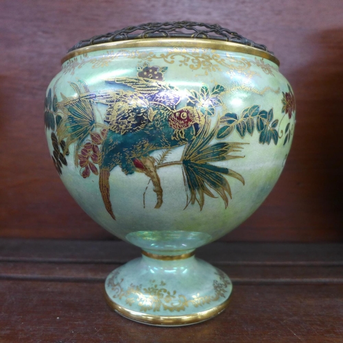 608 - A Crown  Devon Fieldings Lustrine rose vase, a/f