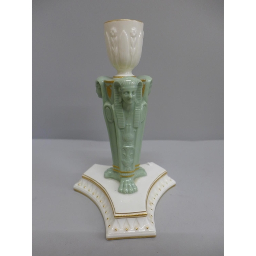 613 - A Royal Worcester Egyptian Revival candlestick, 17.5cm