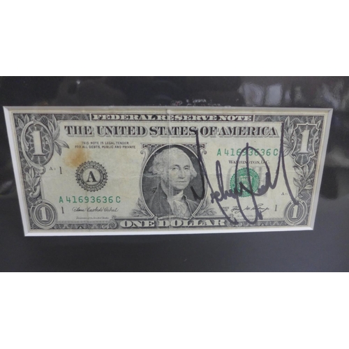 620 - Michael Jackson autographed dollar bill display