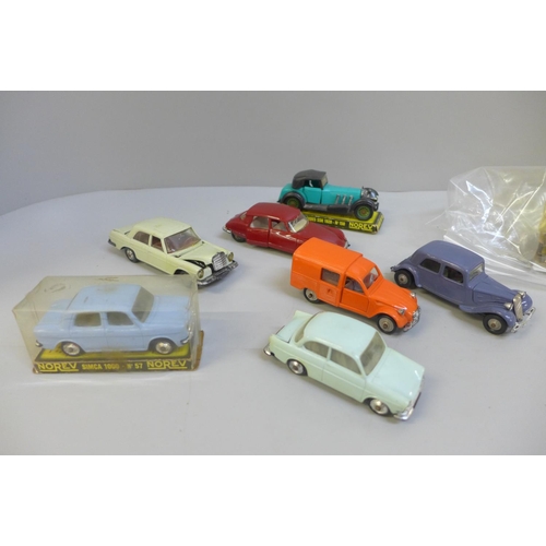 643 - Seven Norev plastic model vehicles