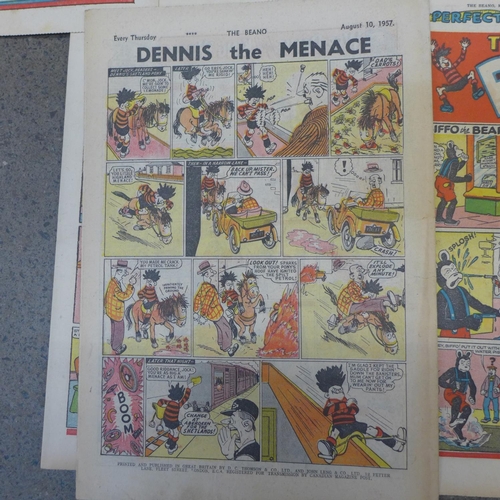 671 - Fourteen 1957 Beano comics