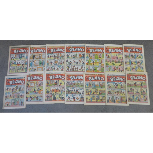 671 - Fourteen 1957 Beano comics