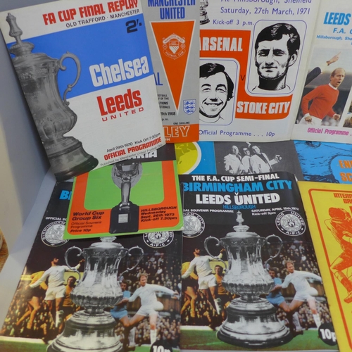 719 - A small collection of football programmes, FA and League Cup Finals and replays, Internationals, 196... 