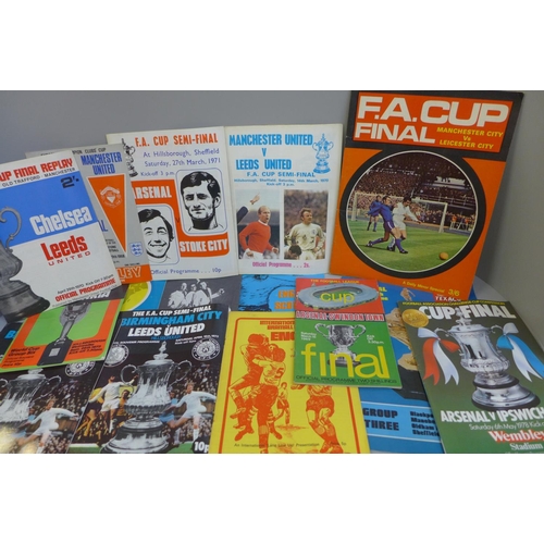 719 - A small collection of football programmes, FA and League Cup Finals and replays, Internationals, 196... 