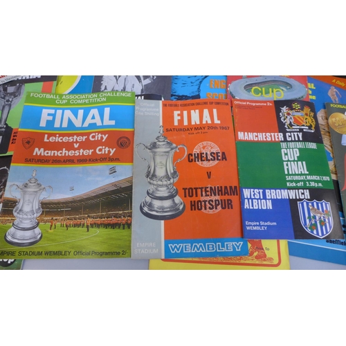 719 - A small collection of football programmes, FA and League Cup Finals and replays, Internationals, 196... 