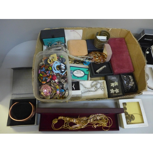 734 - Costume jewellery and a box of earrings