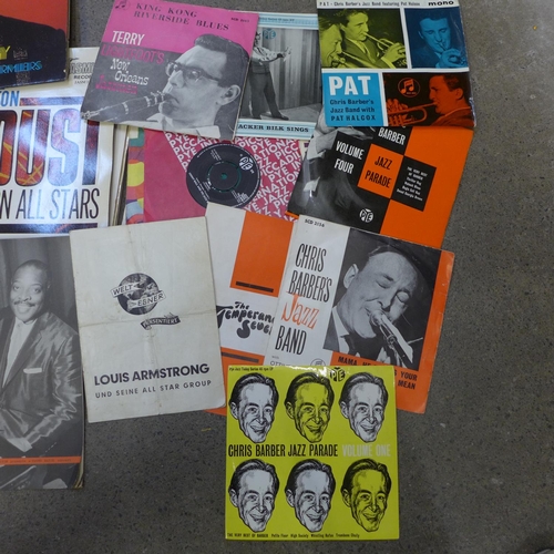 736 - Music memorabilia; jazz albums, EP's and singles together with tour programmes for Count Basie, Duke... 