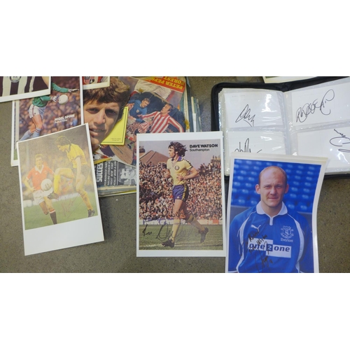 743 - A collection of 1960's/1970's signed football scraps, cuttings and posters