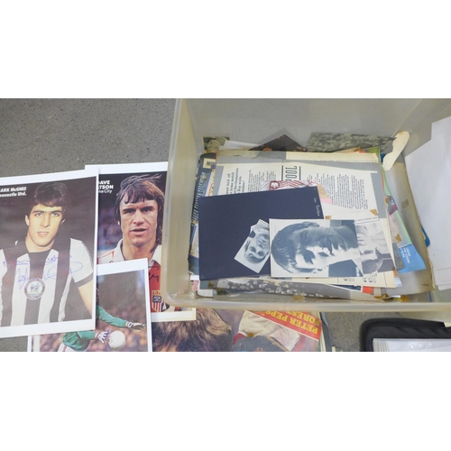 743 - A collection of 1960's/1970's signed football scraps, cuttings and posters