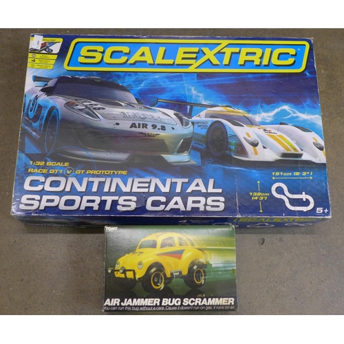 752 - Scalextric Continental Sports Cars slot racing game and Air Jammer Bug Scrammer, both boxed