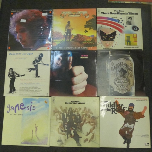 757 - Fourteen LP records, Bob Dylan, Jimi Hendrix, Genesis, etc.