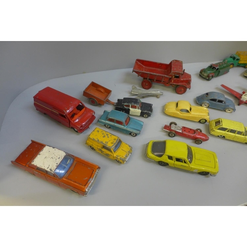 762 - A box of c1960s Dinky Toys die-cast model vehicles, playworn