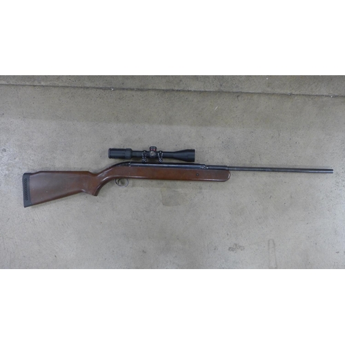 824A - A BSA Airsporter .22 under lever air rifle with Simmons 3-9x40 Prosport zoom scope