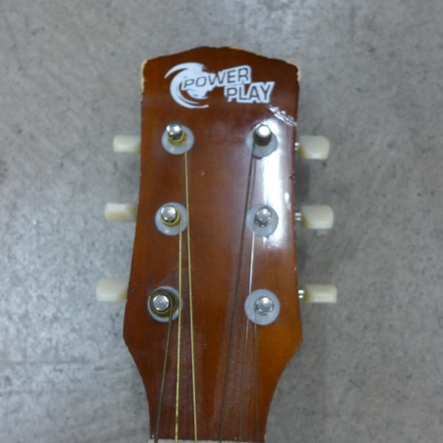 827 - A Power Play guitar and a cased Bodhran drum