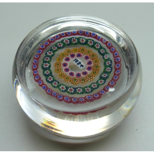 830 - A dated Baccarat paperweight, 1854, 58mm diameter