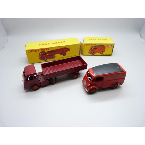 837 - A Dinky Toys 260 Royal Mail Van and 421 Electric Lorry, boxes damaged