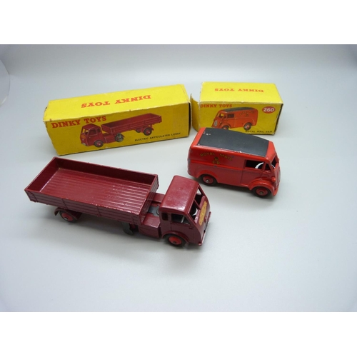 837 - A Dinky Toys 260 Royal Mail Van and 421 Electric Lorry, boxes damaged