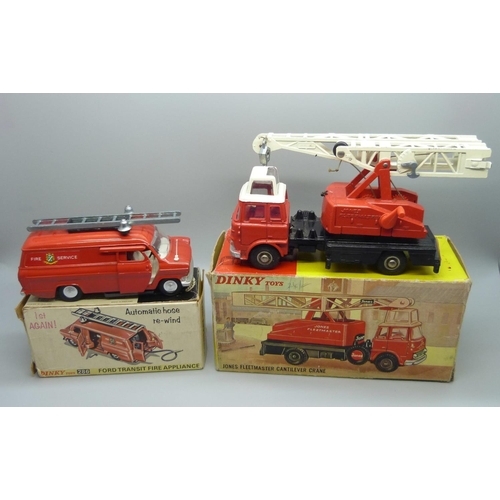 839 - A Dinky Toys 286 Ford Transit Fire Appliance and 970 Jones Fleetmaster, both boxed