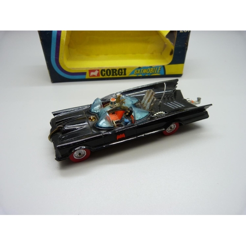 840 - A 267 Corgi Batmobile, rocket firing with red tyres and box