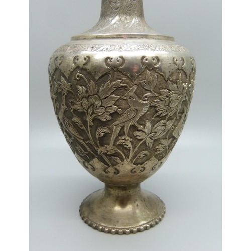 851 - A white metal ewer and box