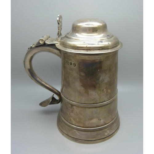 855A - A George III silver tankard, London 1791, possibly John King, bears 1880's inscriptions, 'Little Joh... 