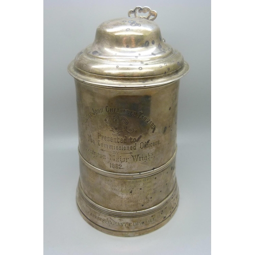 855A - A George III silver tankard, London 1791, possibly John King, bears 1880's inscriptions, 'Little Joh... 