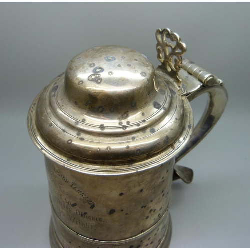 855A - A George III silver tankard, London 1791, possibly John King, bears 1880's inscriptions, 'Little Joh... 