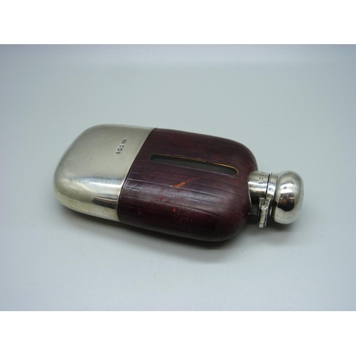 864 - A silver and glass hip flask, Sheffield 1897