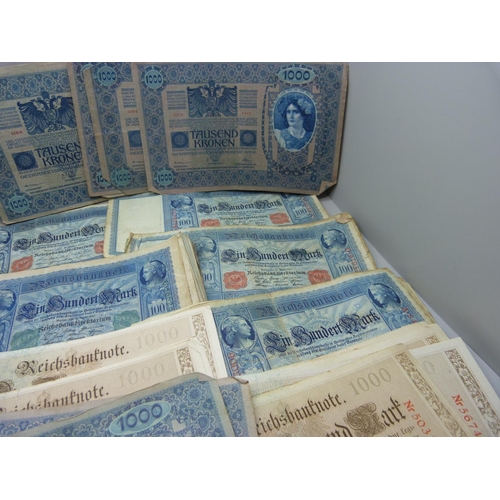 867 - German bank notes 1902 (13), 1910 (27) and 1910 (29), 100 Deutschmarks