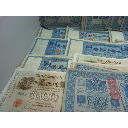 867 - German bank notes 1902 (13), 1910 (27) and 1910 (29), 100 Deutschmarks