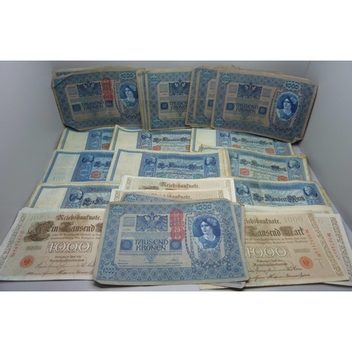 867 - German bank notes 1902 (13), 1910 (27) and 1910 (29), 100 Deutschmarks