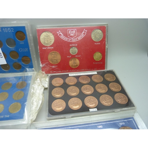 913 - Six pre-decimal coin packs