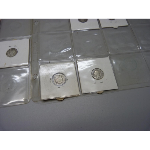 920 - Eighteen silver 3d coins, 1838-1892