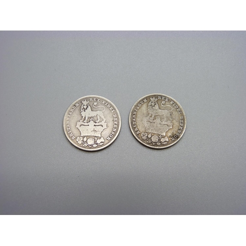 935 - Two George IV shillings, 1825 and 1826