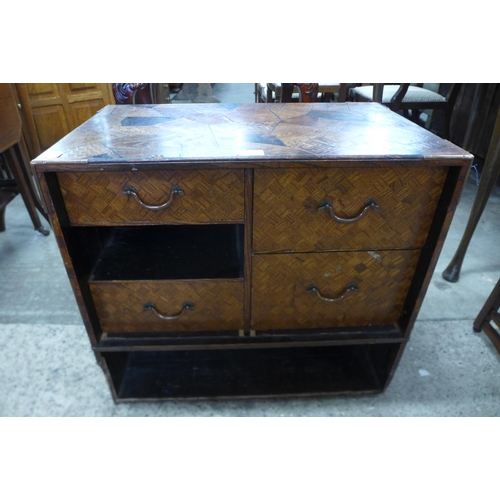 165 - A 19th Century Japanese marquetry kodansu cabinet, a/f