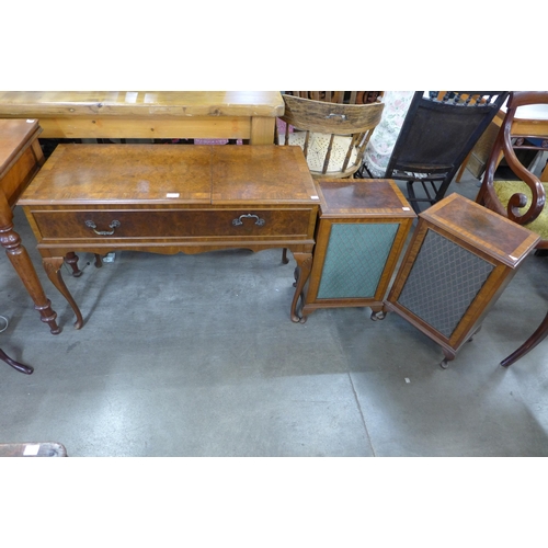 240 - A Dynatron walnut stereogram and a pair of speakers