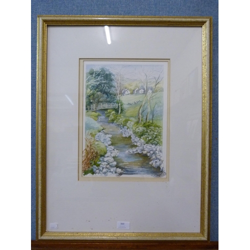 360 - Jane Wagner, Mountain Stream, watercolour, framed