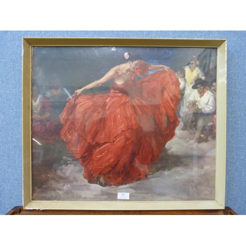 361 - A Vernon Ward print, flamenco dancer, framed