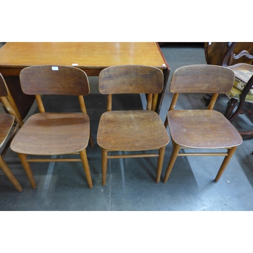 48 - A set of five Danish Fritz Hansen teak and bent plywood chairs designed by Hans Wenger, a/f