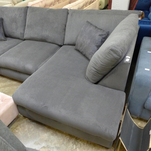 1378 - A charcoal corded L shaped sofa