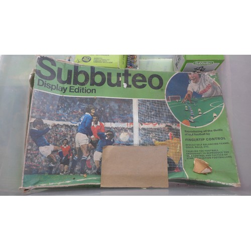 773 - A collection of Subbuteo, stands, players, floodlights, etc., three boxes