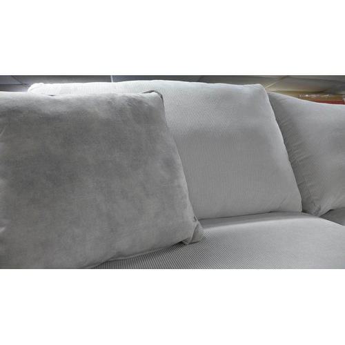 1412 - A dove grey cord upholstered 3.5 seater sofa