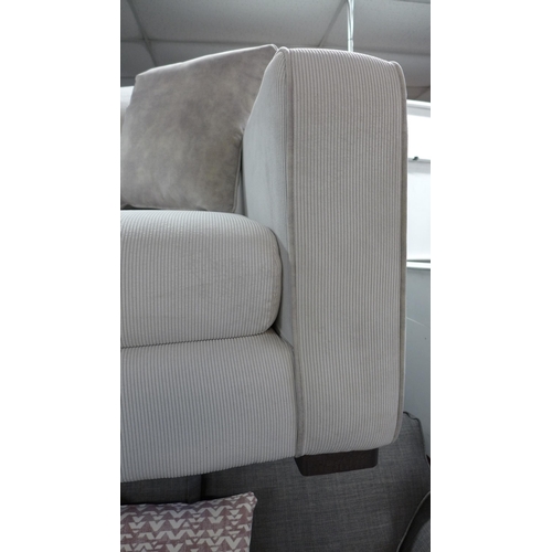 1412 - A dove grey cord upholstered 3.5 seater sofa