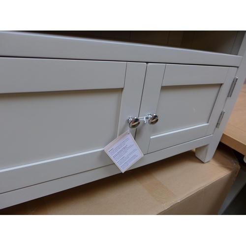 1448 - A 90 degree corner TV unit with two doors and two shelves  * This lot is subject to VAT