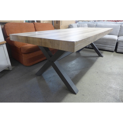 1641 - A Hatton 2.3m oak effect dining table on gunmetal grey ‘X’ frame legs - damaged